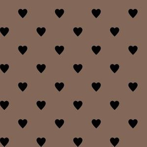 Black Hearts on Taupe Brown