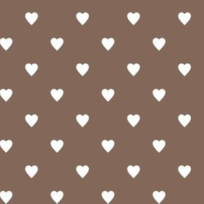 White Hearts on Taupe Brown