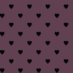 Black Hearts on Eggplant Purple