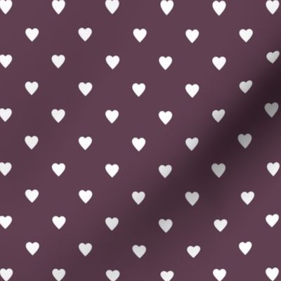 White Hearts on Eggplant Purple