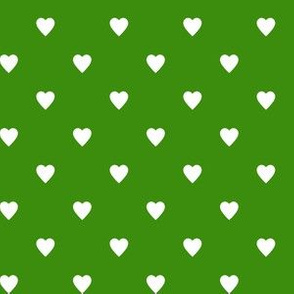 White Hearts on Apple Green