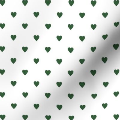 Hunter Green Hearts on White