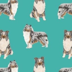 blue merle collie fabric dog dogs design - cute dog fabric- turquoise