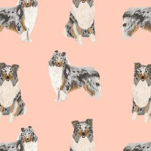 blue merle collie fabric dog dogs design - cute dog fabric- blush