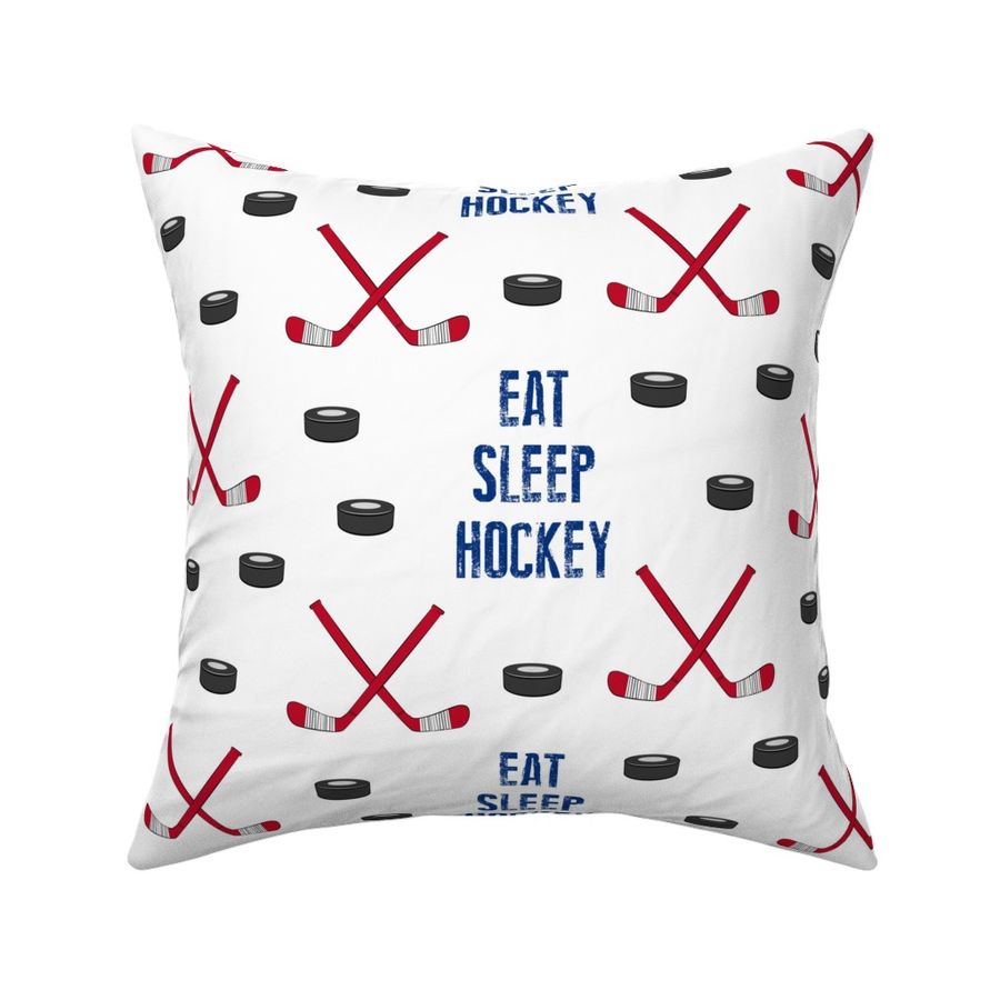 (large scale) Eat Sleep Hockey - red and blue