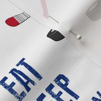 (large scale) Eat Sleep Hockey - red and blue