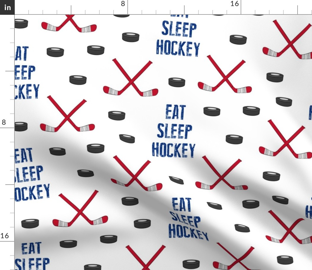 (large scale) Eat Sleep Hockey - red and blue