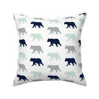Forest Bears in Mint, Navy and Gray