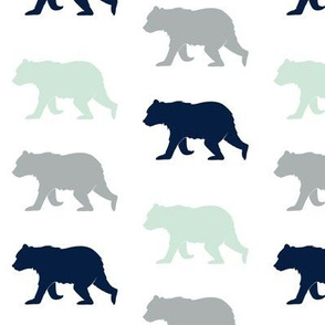 Forest Bears in Mint, Navy and Gray