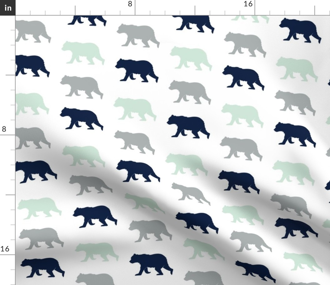 Forest Bears in Mint, Navy and Gray