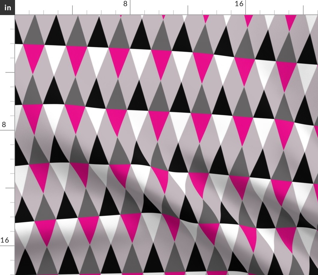 Geometric Pattern: Harlequin: Pink/Grey