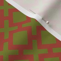 Geometric Pattern: Diamond Cross: Brown/Olive