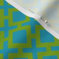 Geometric Pattern: Diamond Cross: Green/Blue