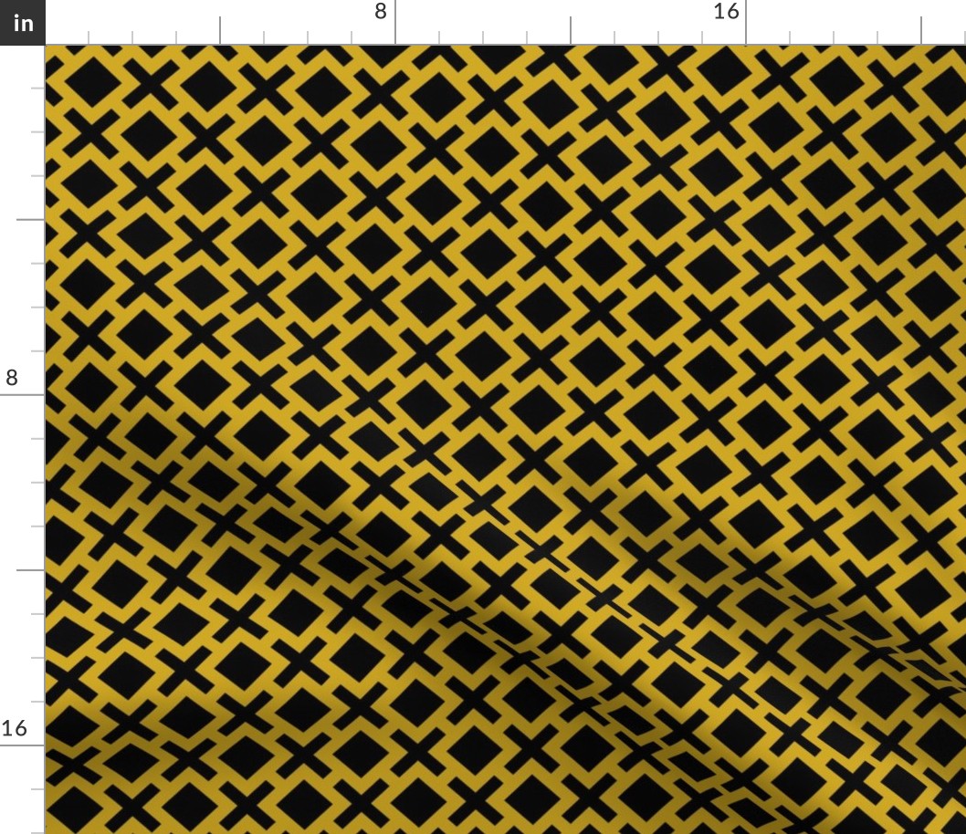 Geometric Pattern: Diamond Cross: Yellow/Black