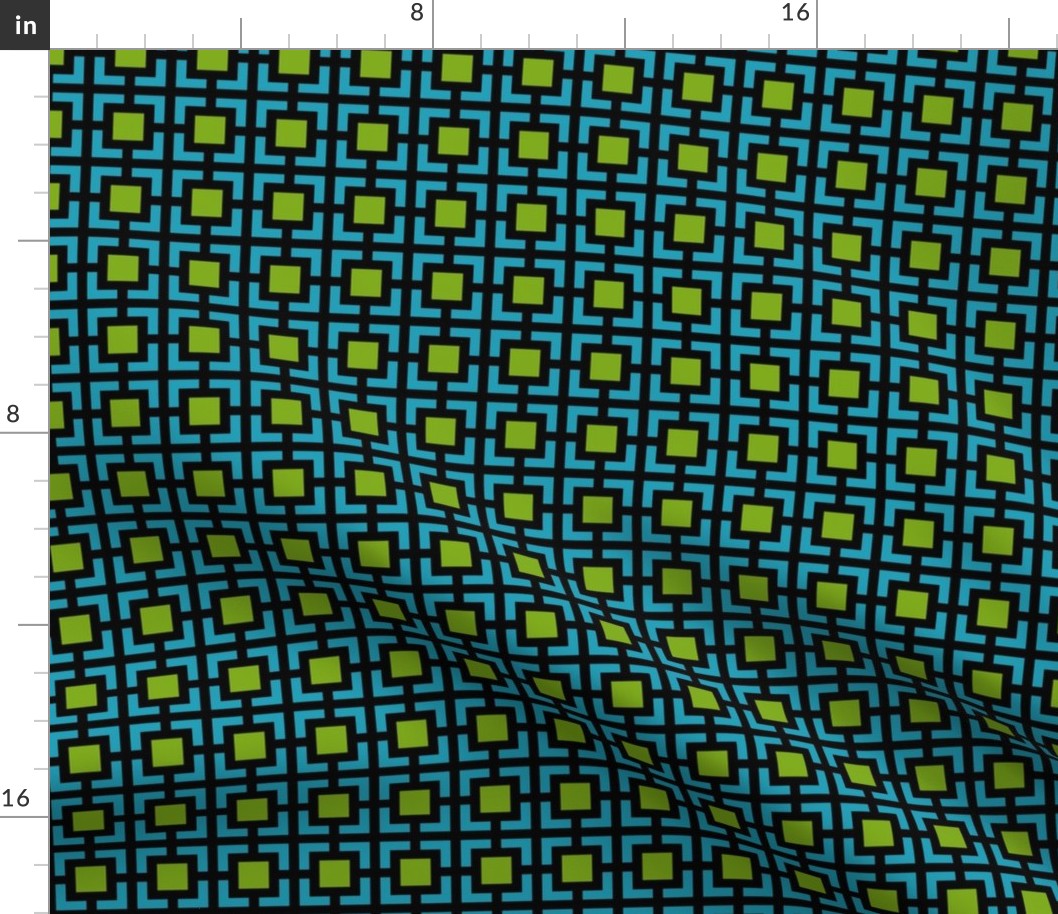 Geometric Pattern: Square Bracket: Green-Blue