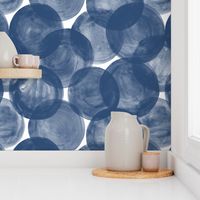 Huge Watercolor Dots M+M Navy Blue by Friztin
