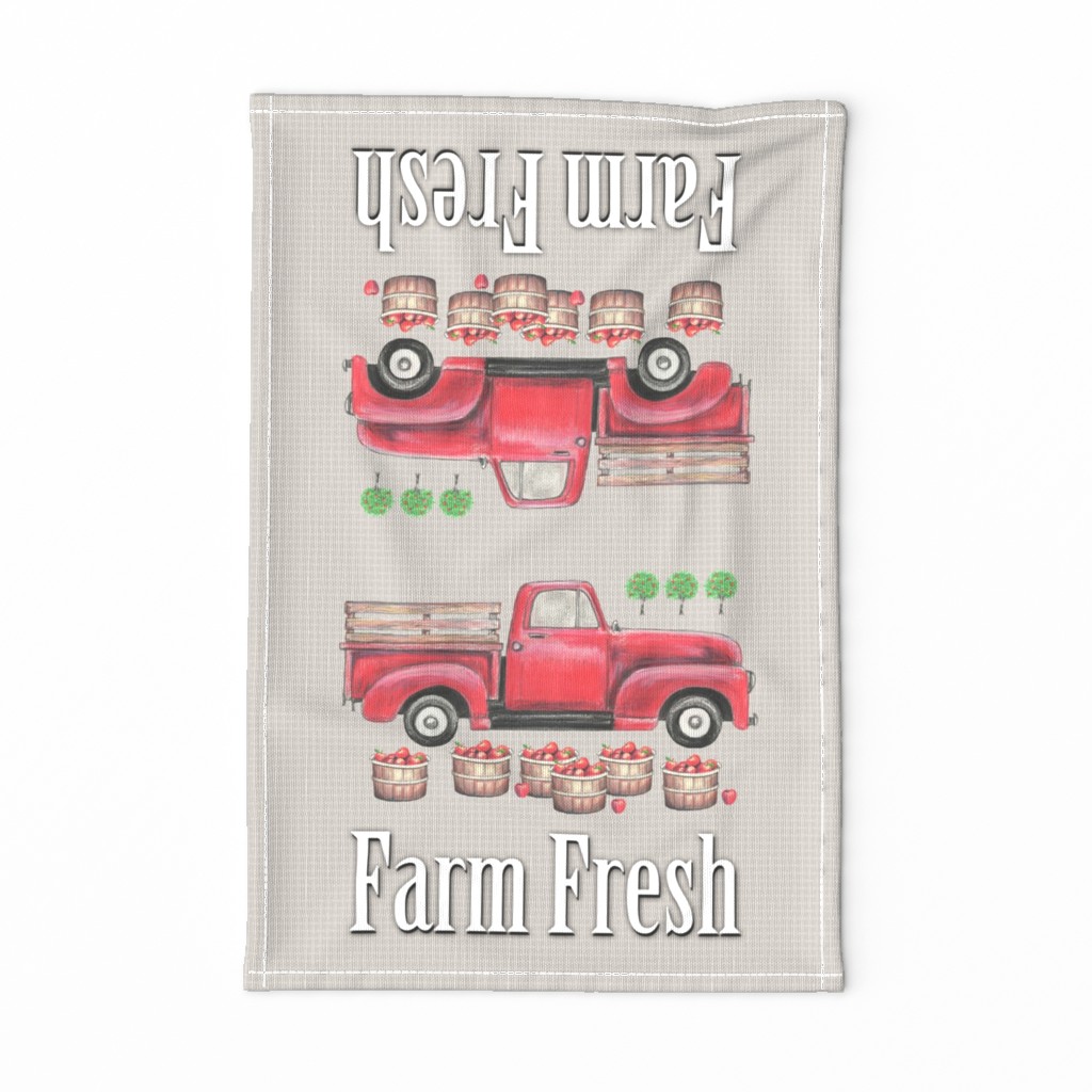 Old Red Truck  Farm Fresh Tea Towel