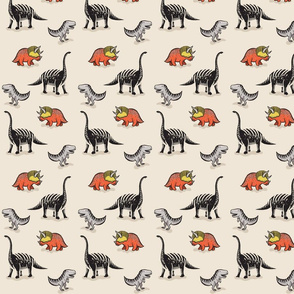Dinosaurs in Colour on Cream