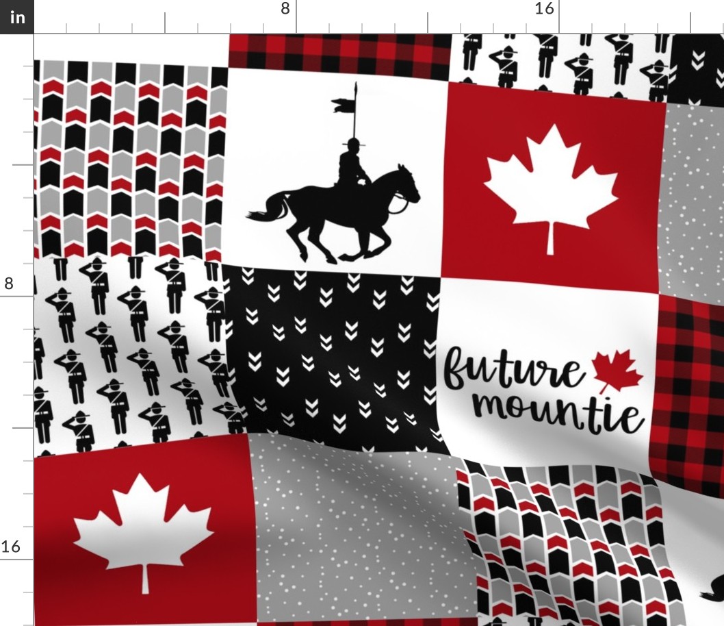 Future Mountie//RCMP - Wholecloth Cheater Quilt -Black/Red