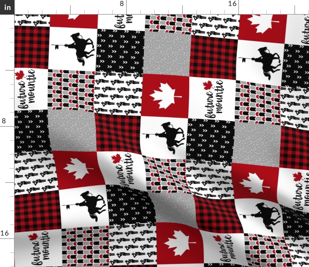 3 inch Future Mountie//RCMP - Wholecloth Cheater Quilt - Black/Red