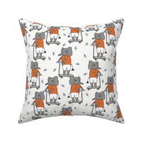 elephant scooter fabric // kids illustration elephant character boys design - orange