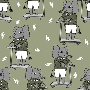 elephant scooter fabric // kids illustration elephant character boys design - artichoke