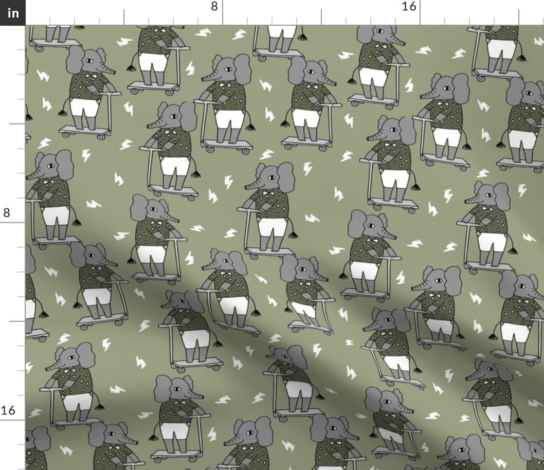 elephant scooter fabric // kids illustration elephant character boys design - artichoke