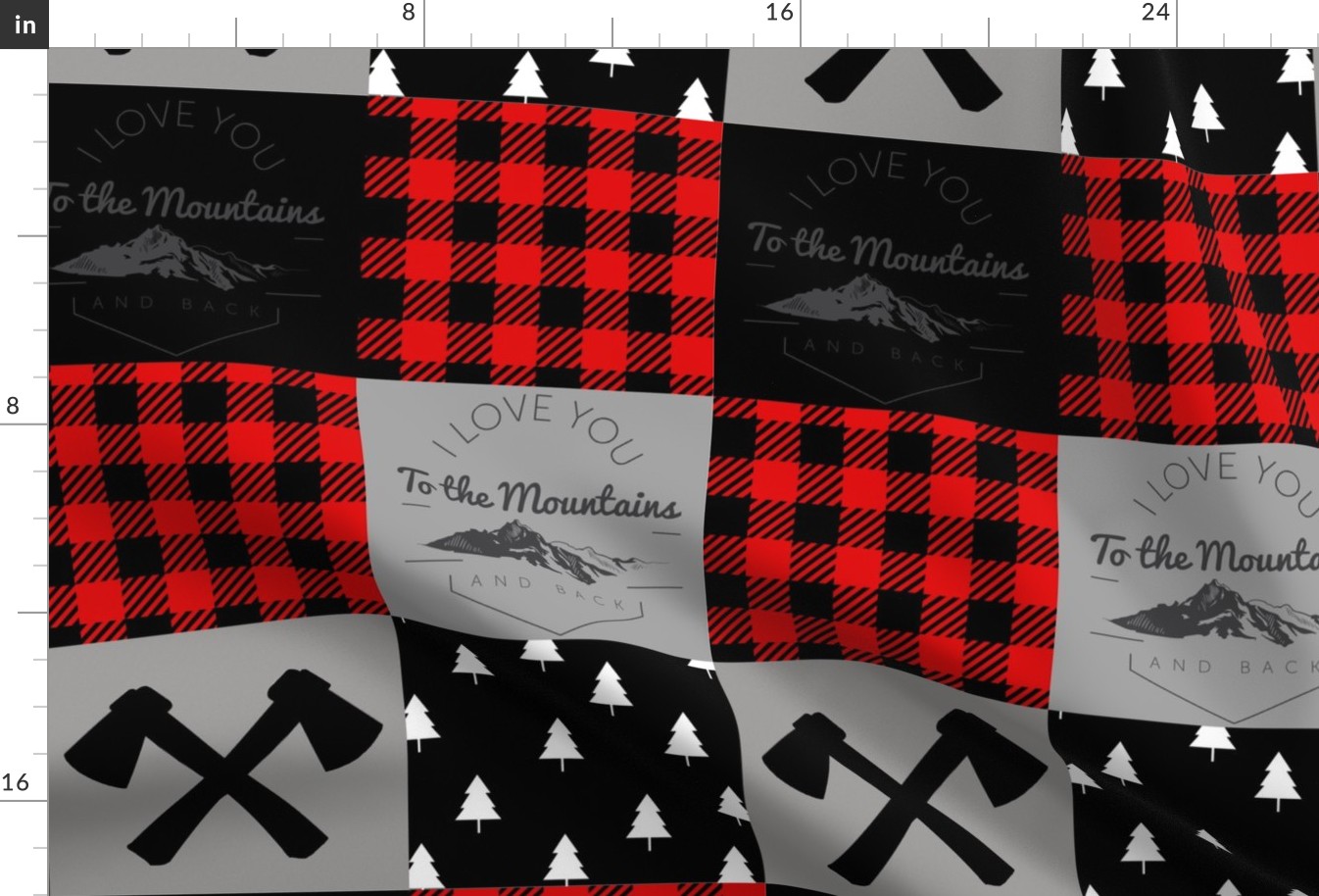 I love you to the mountains - Wholecloth - red plaid