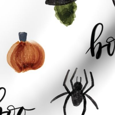 2015 version // watercolor halloween // pumpkins spiders witches boo