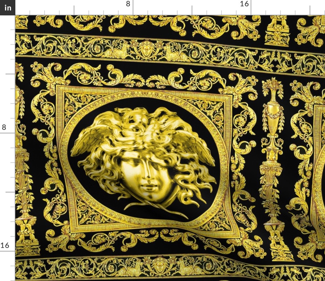 3 baroque rococo black gold flowers floral leaves leaf ivy vines acanthus medusa vases goats horn of plenty hoof Victorian gorgons Greek Greece mythology filigree swirls scrolls Cornucopia columns   inspired   