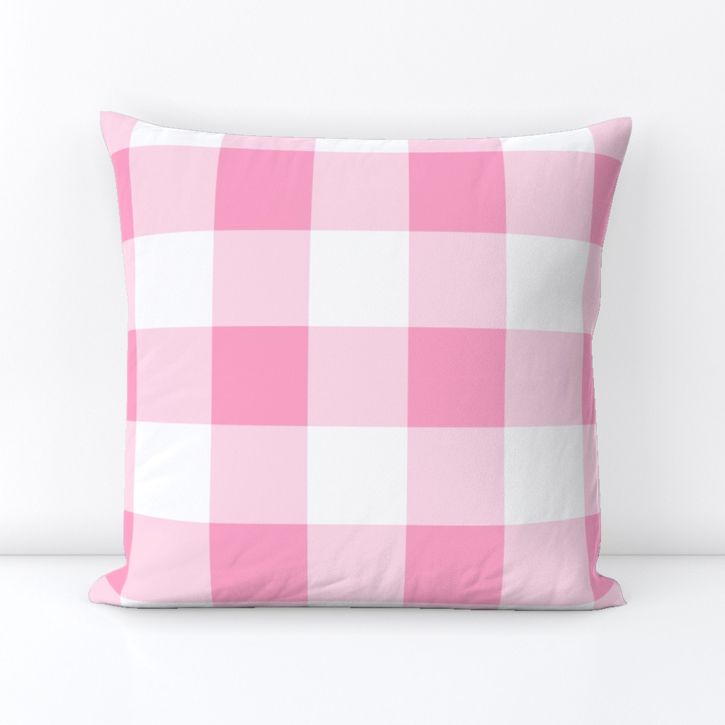 Three Inch Carnation Pink and White Buffalo Check