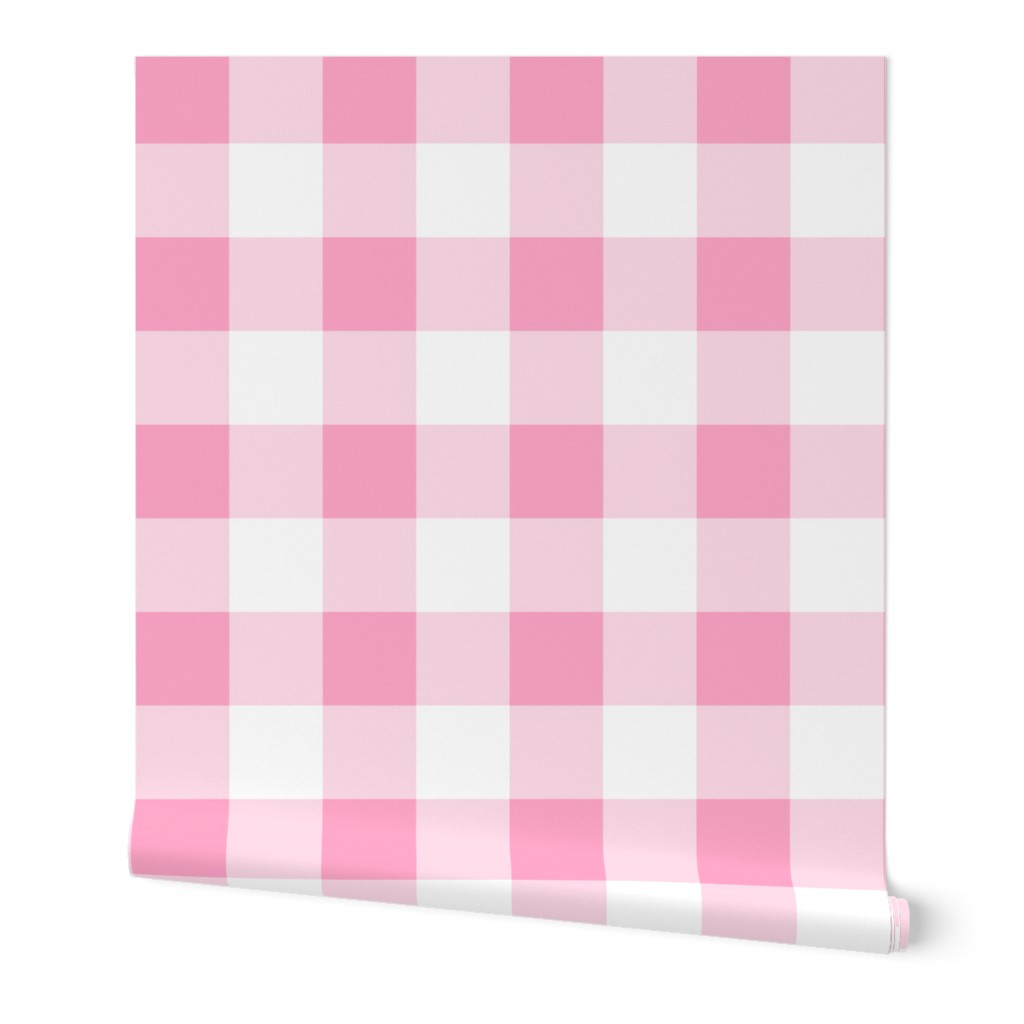 Three Inch Carnation Pink and White Buffalo Check