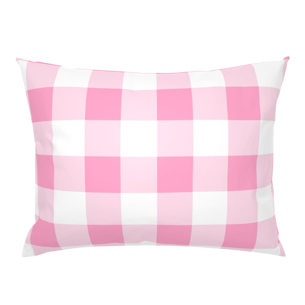 Three Inch Carnation Pink and White Buffalo Check