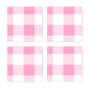 Three Inch Carnation Pink and White Buffalo Check