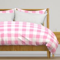 Three Inch Carnation Pink and White Buffalo Check