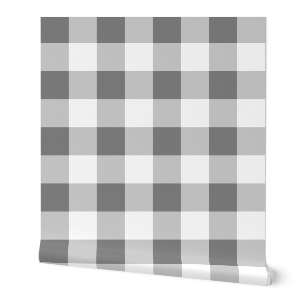 Three Inch Medium Gray and White Buffalo Check