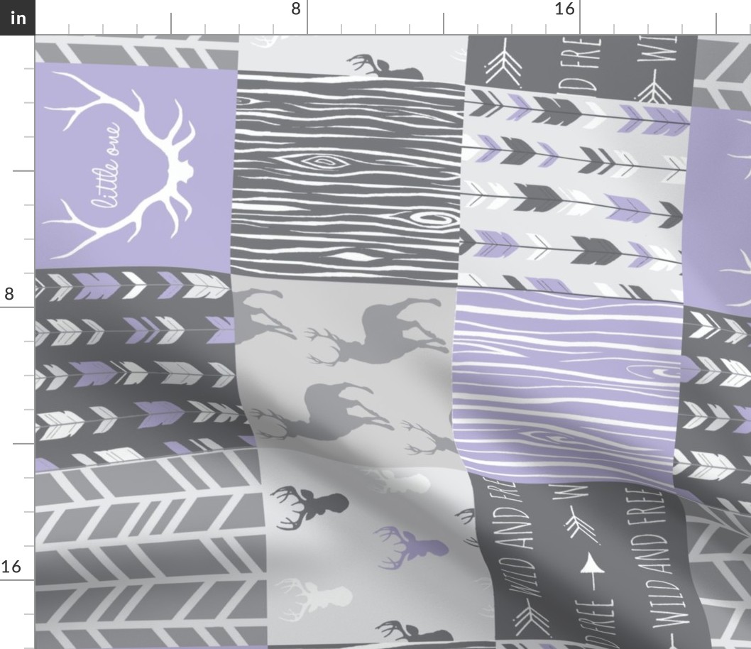 patchwork deer -lilac and grey