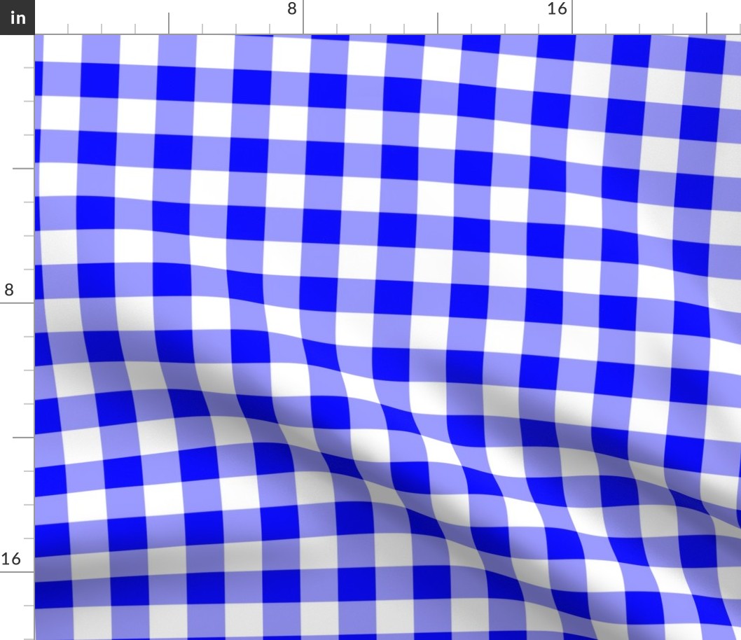 One Inch Blue and White Gingham Check