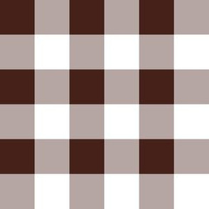 One Inch Brown and White Gingham Check