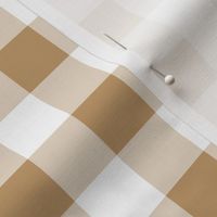 One Inch Camel Brown and White Gingham Check