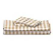 One Inch Camel Brown and White Gingham Check