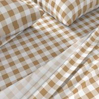 One Inch Camel Brown and White Gingham Check