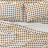 One Inch Camel Brown and White Gingham Check