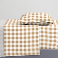 One Inch Camel Brown and White Gingham Check