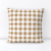 One Inch Camel Brown and White Gingham Check