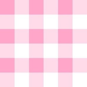 One Inch Carnation Pink and White Gingham Check