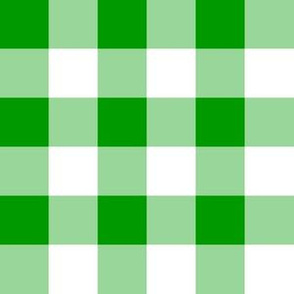 One Inch Christmas Green and White Gingham Check