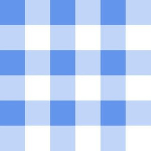 One Inch Cornflower Blue and White Gingham Check