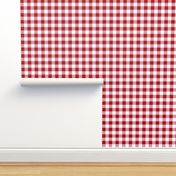 One Inch Dark Red and White Gingham Check