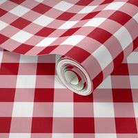 One Inch Dark Red and White Gingham Check